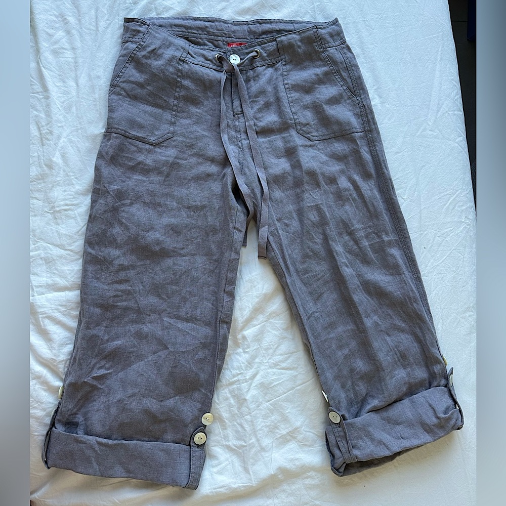 Linen cargo beach pants! Light purple/greyish
